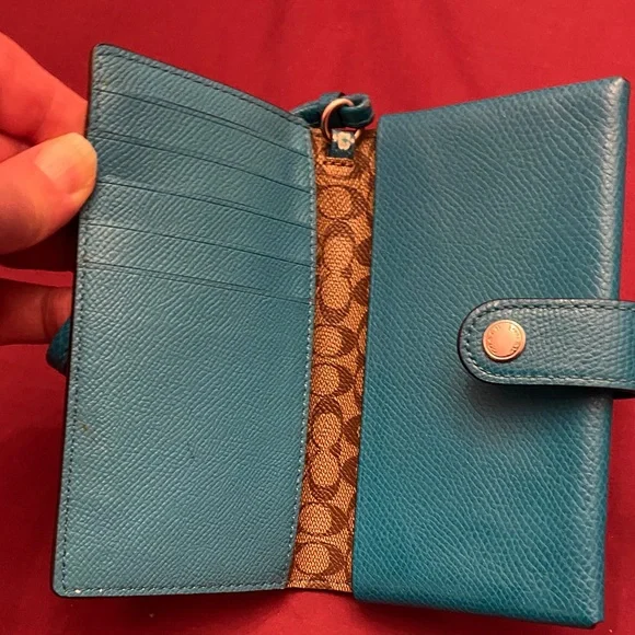Coach Teal Wristlet Wallet - Picture 3 of 16